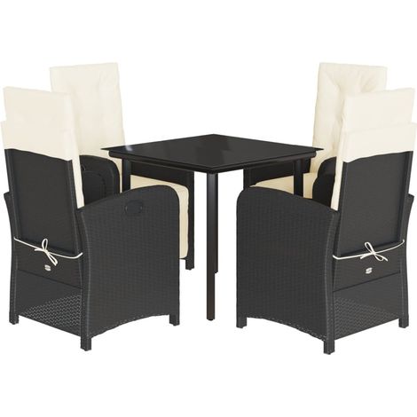Set de muebles jardín 5 pzas con cojines ratán sintético negro vidaXL (1/5)