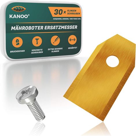 QAZQA Lot de 30 lames de rechange en titane pour tondeuse Gardena Husqvarna Automower Yard Force - Lame de rechange pour tondeuse robot de qualité supérieure
