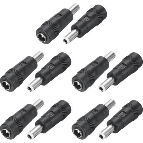 Lot de 10 adaptateurs de connecteur d'alimentation CC, prise jack femelle 5,5 x 2,1 mm vers prise mâle 5,5 x 2,5 mm, connecteur barillet universel pour ordinateur portable routeur (1/5)