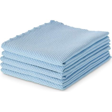 Chiffon Nettoyage Verre - Microfibre Échelle 80% Polyester 20% Nylon - Pour Voitures Miroirs Acier Inoxydable - 12x16 Pouces - Lot de 5