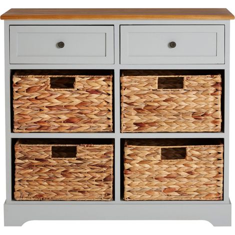 Premier Housewares Vermont Two Drawers Four Baskets Cabinet