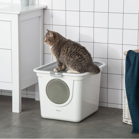 Lettiera chiusa 55x44x39 cm in plastica bianca con paletta, per interni – MEUBLIV (1/5)