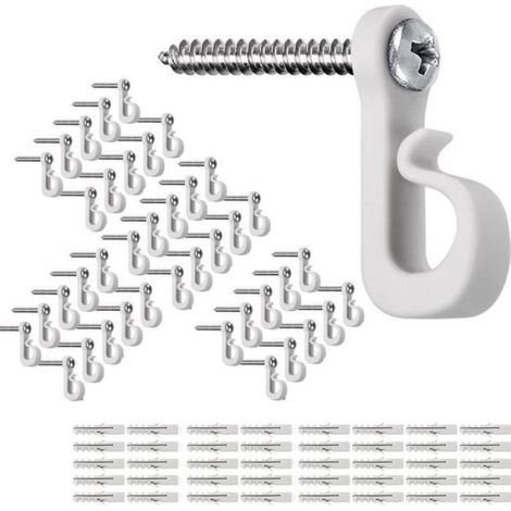 45pcs Crochet guirlande lumineuse - Avec vis de fixation Support robuste - Décoration Noël extérieur - Blanc plastique (1/4)