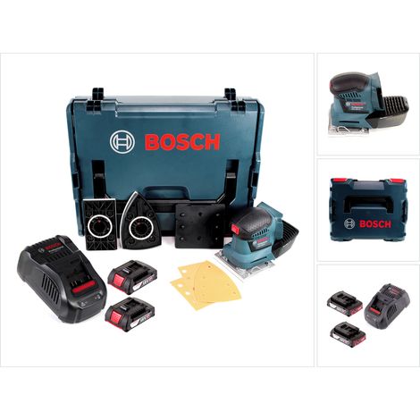 Bosch GSS 18V-10 Akku Schwingschleifer 18V + 2x Akku 2,0Ah + Ladegerät + L-Boxx