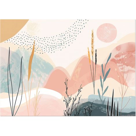 Lupia - Quadro moderno Canvas Prime PAESAGGIO POP 2 50x70 cm, Stampa su Tela effetto dipinto Astratto, Pennellate tridimensionale, Telaio in Legno, per soggiorno camera da letto ufficio