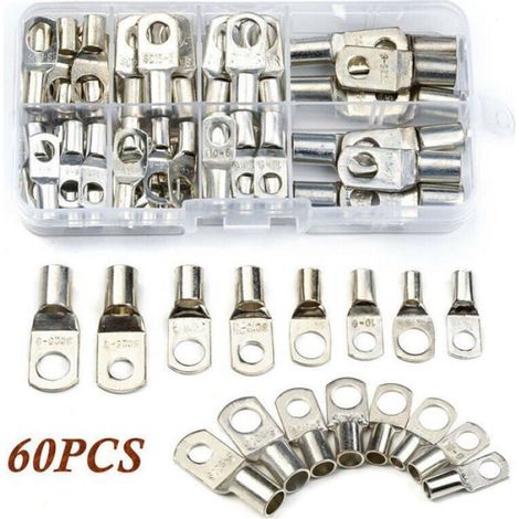 Cosses Anneau SC - Cuivre Électrolytique Recuit - Pour Câbles 6 mm à 25 mm - Diamètre Trou Vis 6 mm et 8 mm - 60 Pièces (1/5)