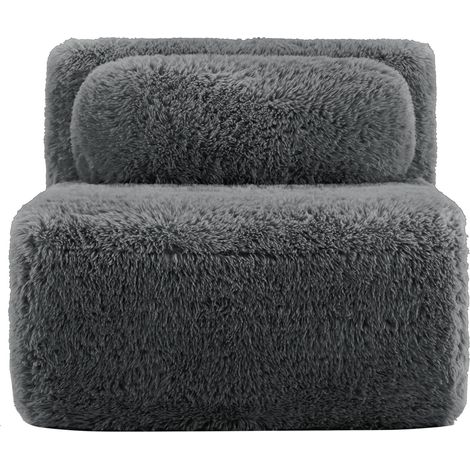 Sofá modular gris en plush sin brazos con cojín y diseño envolvente (1/5)