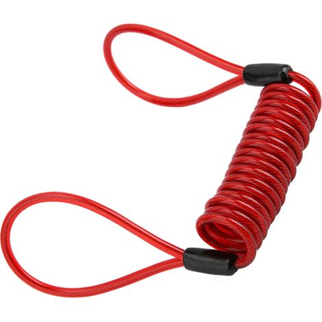 Câble antivol PVC avec rappel pour disque de frein moto/vélo, cordon d'avertissement rouge (1/5)