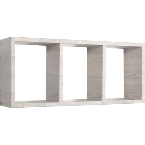 Mensola cubo 3 scomparti scaffale rovere grigio soggiorno salotto camera moderno Tristano (1/5)