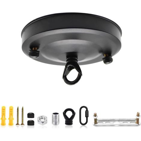 Cache Fil pour Lustre, Rosace Plafond, Rosace Lampe Plafond Avec Accessoire, 1 Trou de Câblage Auvent de Plafond, Crochet de Plaque de Plafond pour Suspendre des Lampes au Plafond