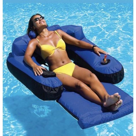 Chaise de piscine pliable longue-Avec oreiller - Pour une personne repose- fauteuil de jardin portable audulte-plage, camping blanc - Jardin