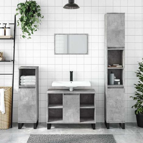 Badschrank Betongrau 80x33x60 cm Holzwerkstoff