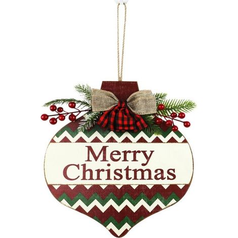 Panneau Porte Noël - Panneau Accueil Ronde en Bois - Décoration Saisonnière pour Intérieur Extérieur - 33,8 x 30 x 0,5 cm - 1 Pièce (1/5)