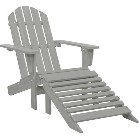 Chaise de jardin - Chaise d'extérieur pour terrasse/jardin avec pouf Bois Gris BV684518 - BonneVie (1/5)