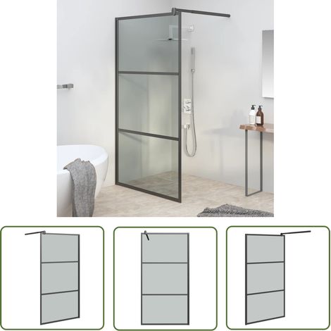 Paroi de douche Paroi de baignoire 115x195 cm Verre ESG foncé Noir 44291 (1/5)