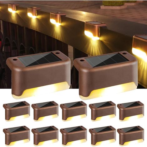 Solarbetriebene Gartenleuchten, 12 Stück, solarbetriebene Treppenleuchten für den Außenbereich, warmweiß, wasserdicht, Dekoration für Treppen, Stufen, Zaun, Hof, Deck, Weg, Terrasse, Rasen, Auffahrt (1/5)