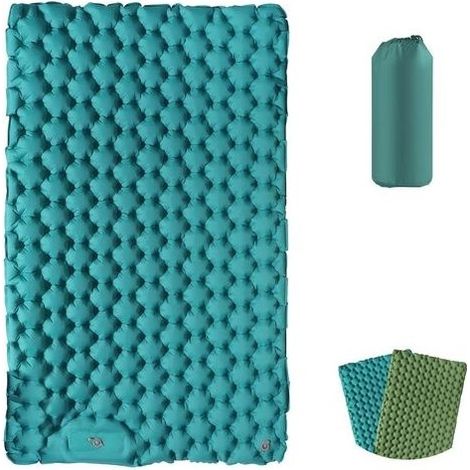 Matelas Gonflable Camping 2 Personnes Matelas Autogonflant 123CM Matelas Randonnée Tapis de Couchage Autogonflant Matelas de Camping avec Pompe à Pied Matelas Pliable L'extérieur Paon Bleu (1/5)