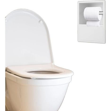 Distributeur de papier toilette, mural, en acier inoxydable durable, BLANC (1/2)