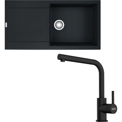 Pack évier XL Maris Fragranit 970 x 500 x 200 mm + mitigeur Lina L bec noir - Franke (1/5)