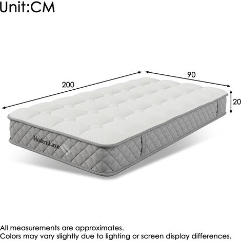 Matelas orthopédique mousse froide 90x200 cm 7 zones ressorts dureté H3 hauteur 20 cm,4 poignées livré sous vide certifié.