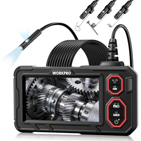 Caméra Endoscopique 1080P Double Objectif avec Écran IPS HD 4,3", Câble Semi-Rigide 5 m IP67, 8+1 LED Réglables, Batterie 2000 mAh, Carte TF 32 GB, Fonction Photo/Vidéo (1/5)