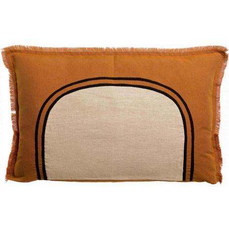 VIVARAISE - Coussin décoratif Laly doré - Lin-Coton 40x65 cm (1/3)