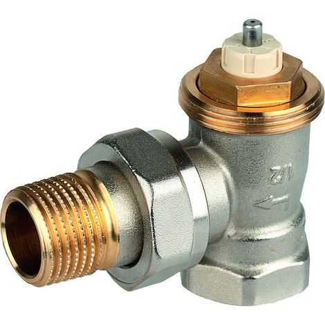 Resideo Corps de vanne thermostatique SX laiton nickelé, équerre court, 3/8", V2020ESX10