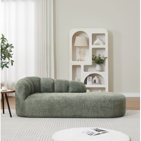 Chaise longue 204x87x66 cm in ciniglia verde moderna e confortevole FloraGrace (1/5)