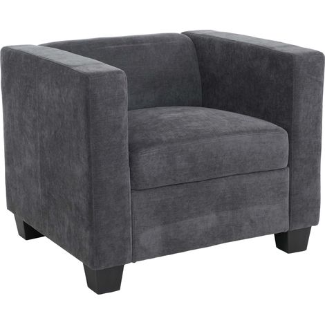 [NEUWERTIG] Sessel Lille, Loungesessel Polster-/Cocktailsessel, Nosagfederung Stoff/Textil Chenille (260g/m²) dunkelgrau (1/5)