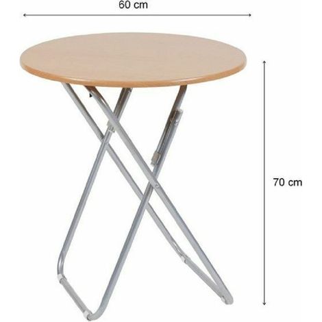Table Pliante En Bois Avec Cadre Métallique Rond 60 X 70 Cm 117940