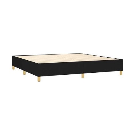 Sommier, matelas et éclairage LED style Snowco, noir, 200 × 200 cm, tissu, tissu doux et respirant, éclairage led d’ambiance, idéal chambre à coucher, style moderne, montage simple (1/5)