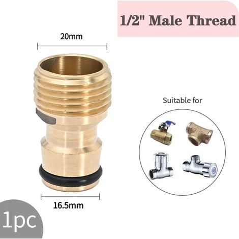 (Mâle-1l2-comme sur l'image) Adaptateur de raccord rapide fileté pour système d'irrigation de jardin, raccords de tuyau en cuivre pour système d'arrosage goutte à goutte (1/5)