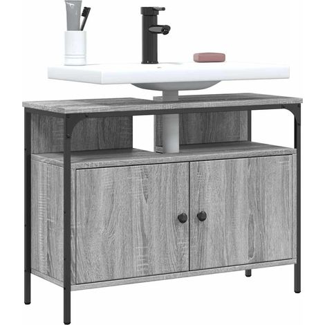 Waschbeckenunterschrank Grau Sonoma 80x30x60 cm Holzwerkstoff