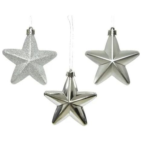Weihnachtsdekoration kaemingk 6 Sterne Silber 7.5 cm