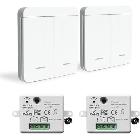 Interrupteurs sans fil, prises à distance sans fil, interrupteurs de sécurité émetteur RF et contrôleurs récepteurs 10 A pour installer facilement des lumières jusqu'à 1 000 W. (1/3)