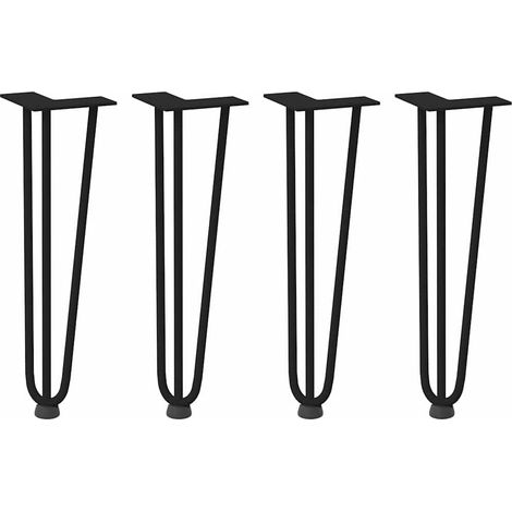 Lot de 4 pieds en épingle à cheveux pour table basse 42 cm design moderne avec patins réglables en acier massif noir (1/5)