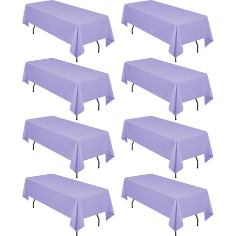 Set mit 8 lavendelfarbenen Polyester-Tischdecken, 137 x 274 cm, in Hochzeitsbankettqualität, flecken- und knitterbeständig