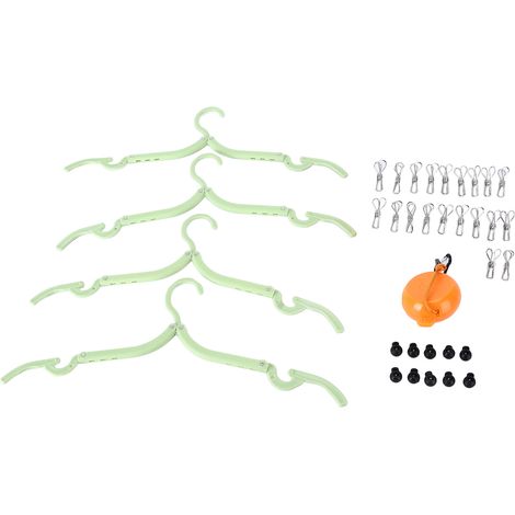 Corde à séchage portable pour voyage et camping, corde à linge antidérapante avec pinces d'accrochage, séchage extérieur sans perçage, kit de fixation (lot E, emballage neutre OPP) (1/5)