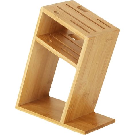 Support à Couteaux Cuisine en Bambou Naturel Porte-Ustensiles Incliné Ventilation Ajourée 1 Pièce Porte-Couteaux Multifonction Cuisine Domestique et Restaurant Rangement (1/5)