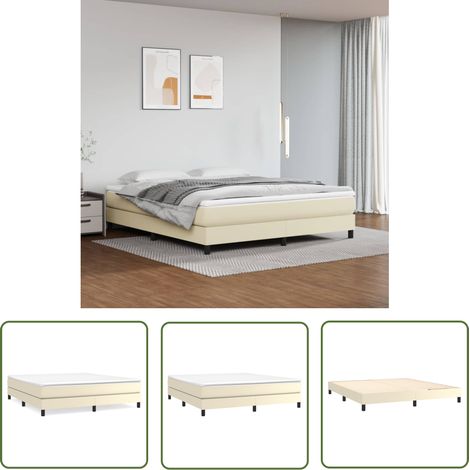 vidaXL Cadre de lit Crème 160x200 cm Similicuir (1/5)