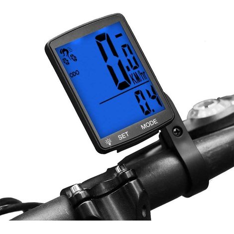 Compteur de vélo sans fil - 1 unité - Écran LCD étanche - Affiche la vitesse et la température - Convient pour le cyclisme - Noir (Nouveau compteur sans fil étanche - Offre spéciale) (1/5)