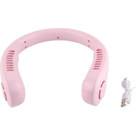 Ventilateur de Neck USB Sans Lames - 3 Vitesses Silencieux, Batterie Longue (Rechargeable) pour Shopping, Voyage, Sport - Rose, ABS, Lithium (1/4)