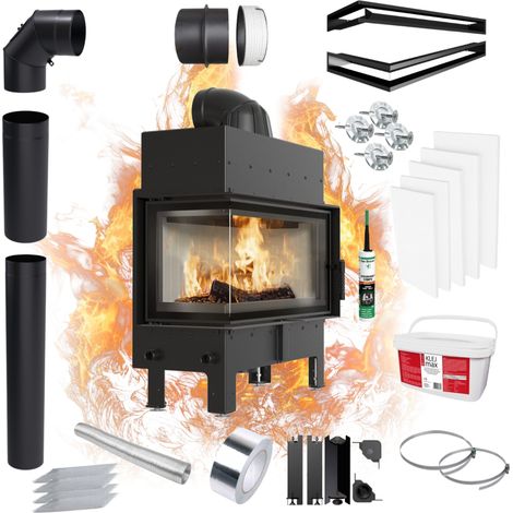 Kamineinsatz Kamineinsatz KRATKI FLOKI L Links 12kW KOMPLETTSET zum EINBAU Ø 200 (1/5)