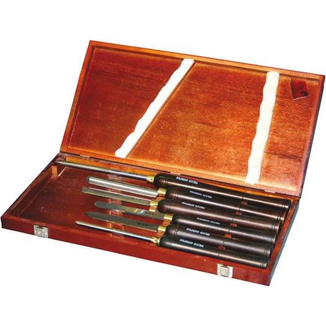 Holzmann – Jeu d'outils de tournage pour bois – Accessoire pour tour à bois – Longueur totale max. 560 mm – Poignée en bois dur peint – Mallette en bois avec 2 serrures