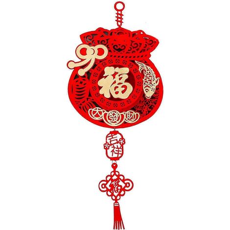 Décoration rouge pour la Fête du Printemps, pendentif du Nouvel An chinois 2023, artisanat fait main, ornement créatif pour la décoration extérieure-StyleD