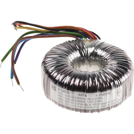 Transformateur torique RS PRO 2 sorties, 115 V ac, 230 V ac 2 x 25V c.a., 225VA ( Prix pour 1 ) (1/2)