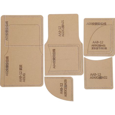 5Pcs Acrylic Template DIY HandMade Short Wallet Leather Pattern Mold Craft Tools (1/5)