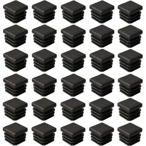30 embouts carrés en plastique, bouchons carrés en plastique de 20 mm x 20 mm, nervurés.