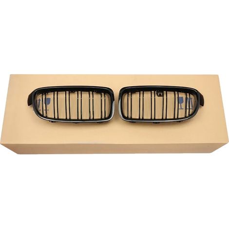Grille de pare-chocs avant, design à lamelles doubles, remplacement direct, noir brillant (1/2)
