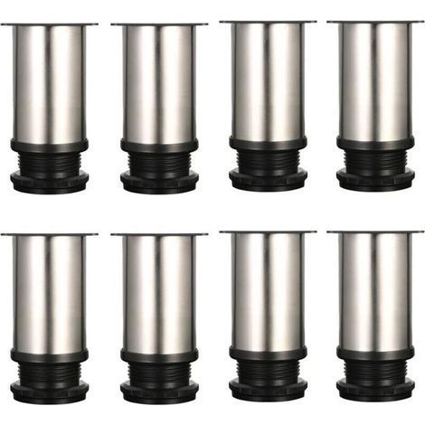 Set di 8 piedi per mobili, regolabili - metallo cromato - altezza regolabile (totale: 80-95 mm) (1/4)